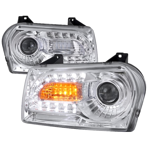 Spec-D Tuning 05-10 Chrysler 300 Projector Headlight Chrome Housing LHP-30005-V2-TM - main